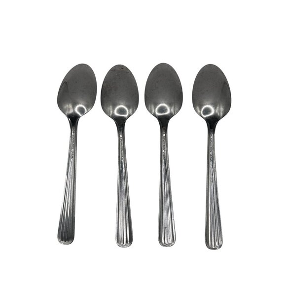 Oneida Silver Fluted Rose Stainless Steel Teaspoons Set Of 4 - Picture 4 of 5